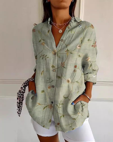 Women’s Floral Stand‑Collar Shirt Shirts