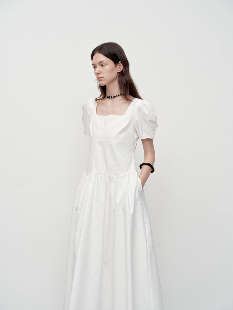 Astrid™ | Puff Sleeve Square Neck Dress White Dresses