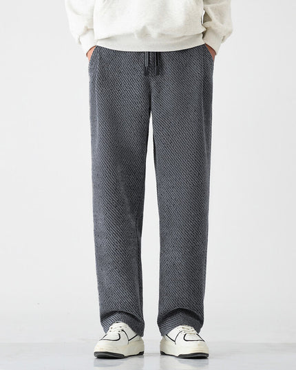 Men's Chenille Silver Stripe Wide-Leg Lounge Pants Gray Trousers
