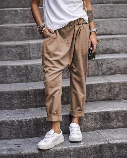Women's High-Waist Harem Pants with Pockets Trousers