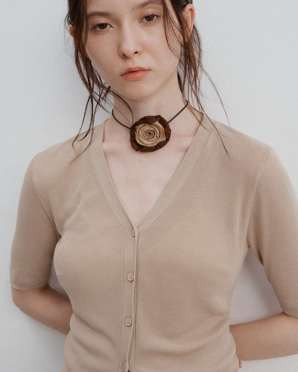 Zuri™ | Ice Silk Knitted Cardigan Blouse Blouse