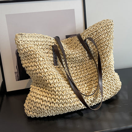 Women's Summer Woven Shoulder Bag Khaki Shoulder Bags