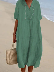 Nina | Linen Dress Green Dresses