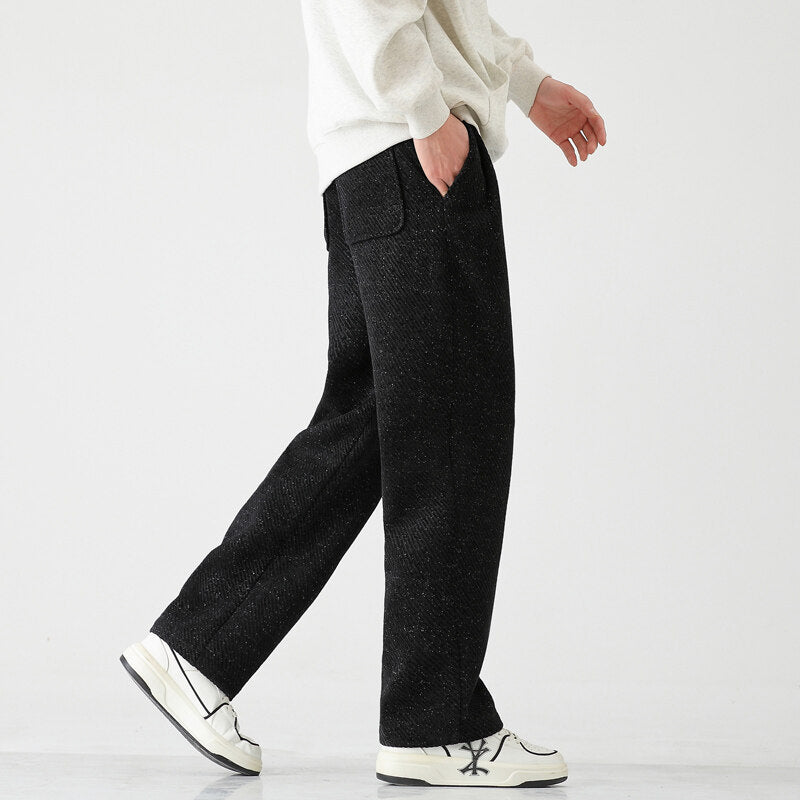 Men's Chenille Silver Stripe Wide-Leg Lounge Pants Trousers