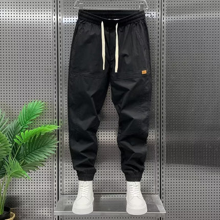 Japanese-Style Retro Workwear Jogger Pants Black Pants
