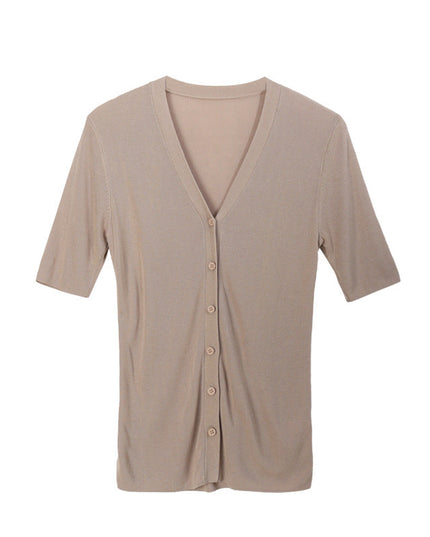 Zuri™ | Ice Silk Knitted Cardigan Blouse Blouse