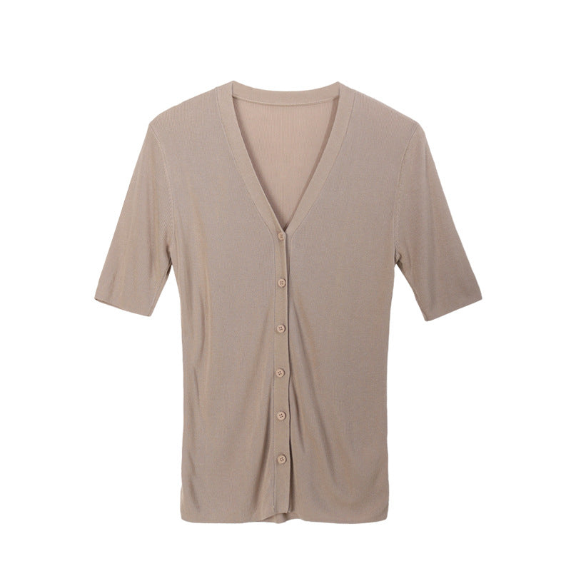 Zuri™ | Ice Silk Knitted Cardigan Blouse Blouse