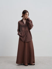 Serena | Summer Thin Longsleeves Temperament Brown Blouse