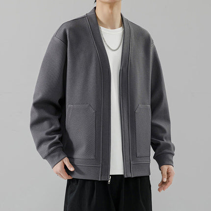Men's Casual Knit Cardigan Sweater Grey Cardigan