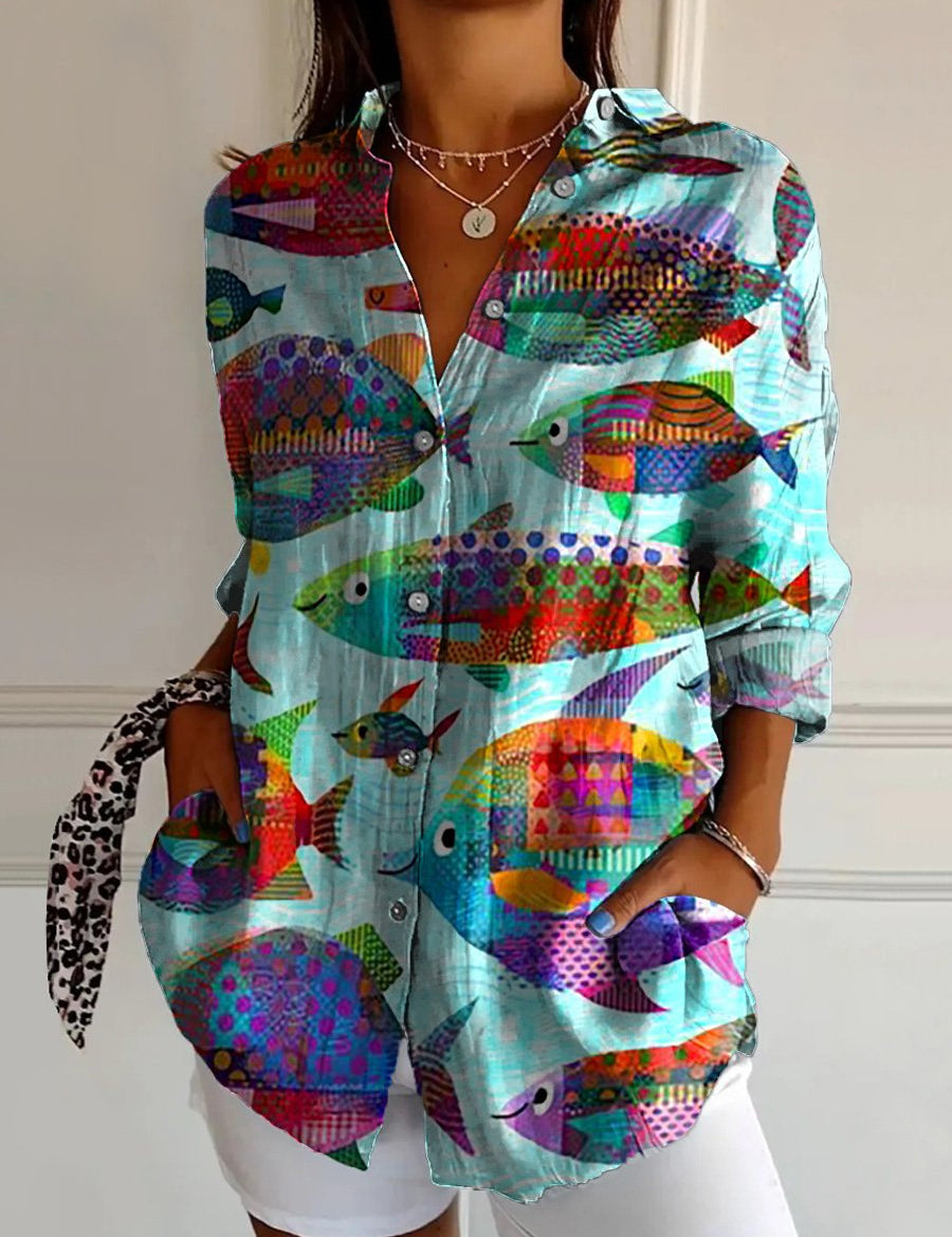 Women’s Floral Stand‑Collar Shirt SN1810MU Shirts