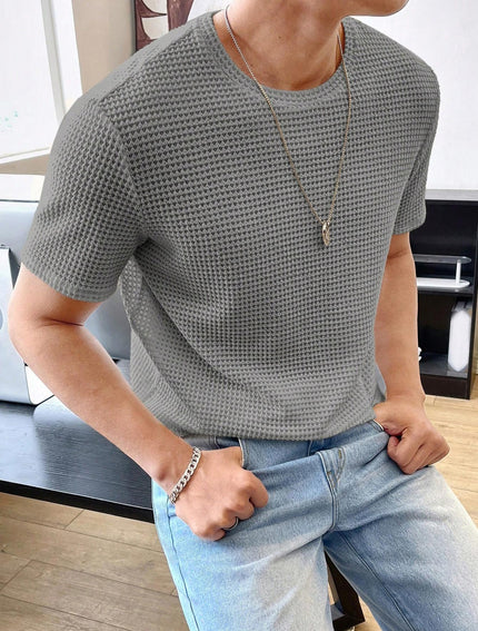Men's Casual Loose Solid Color Short Sleeve T-Shirt Gray T-Shirts