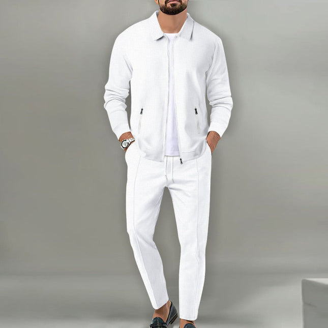 Jude | 2-piece with long pants and zip-up jacket White