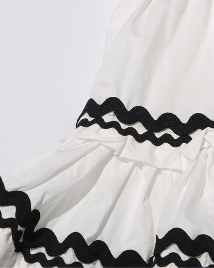 Sydney™ | V-Neck Striped Patchwork Flare Short Dress Dresses