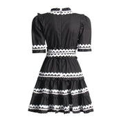 Sydney™ | V-Neck Striped Patchwork Flare Short Dress Dresses