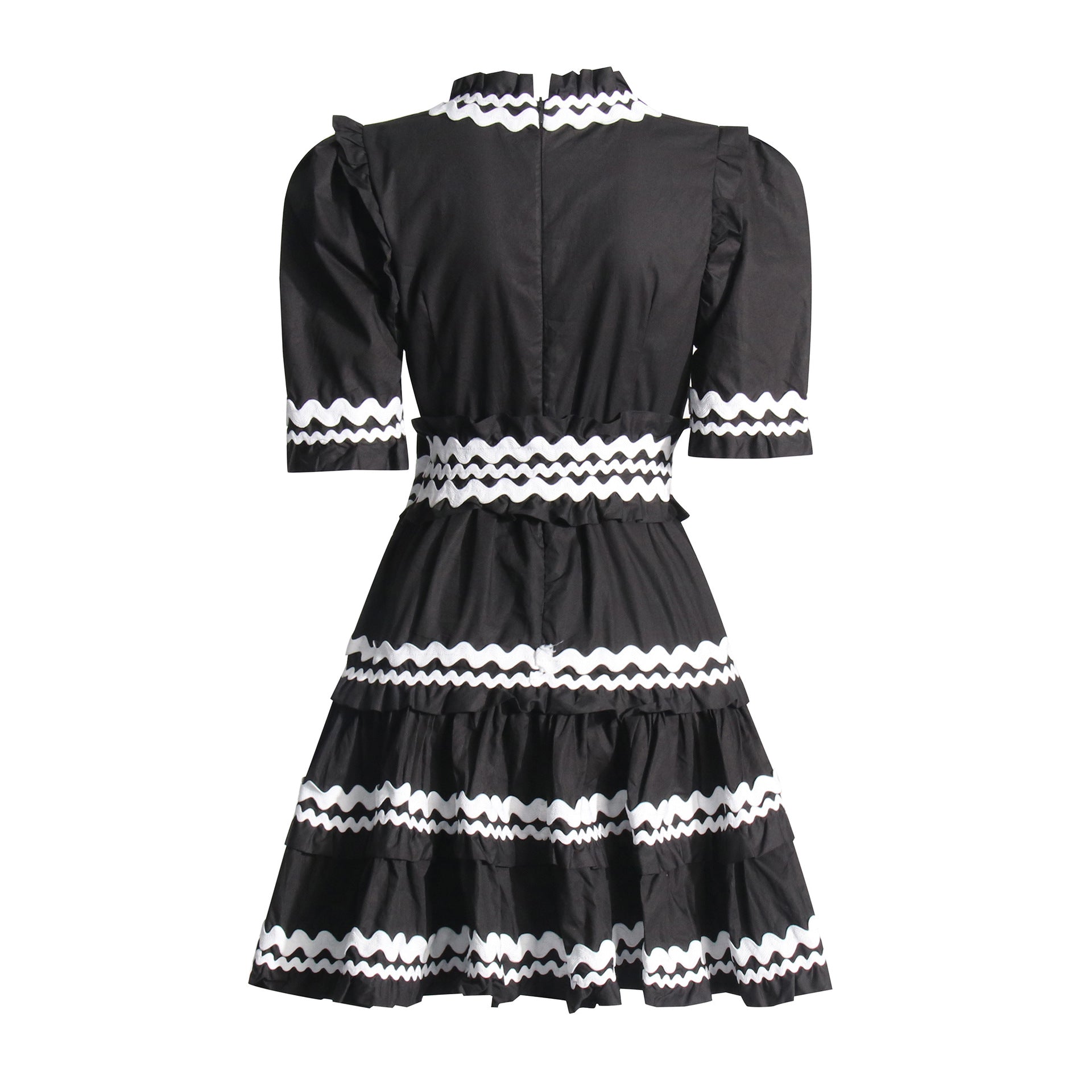 Sydney™ | V-Neck Striped Patchwork Flare Short Dress Dresses