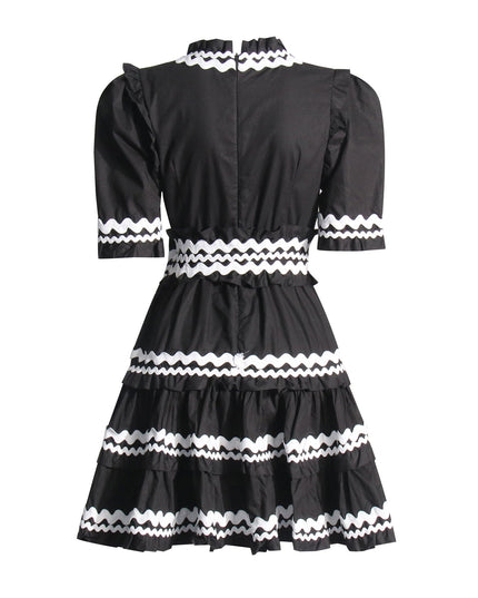 Sydney™ | V-Neck Striped Patchwork Flare Short Dress Dresses