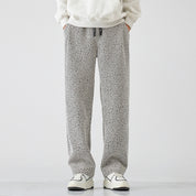 Men's Chenille Silver Stripe Wide-Leg Lounge Pants Beige Trousers