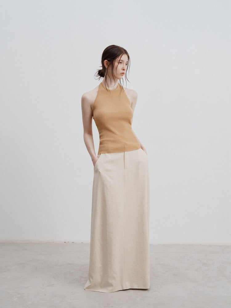 Beatrix™ | High Waist Long Skirt Light Yellow Dresses
