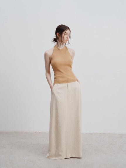 Beatrix™ | High Waist Long Skirt Light Yellow Dresses