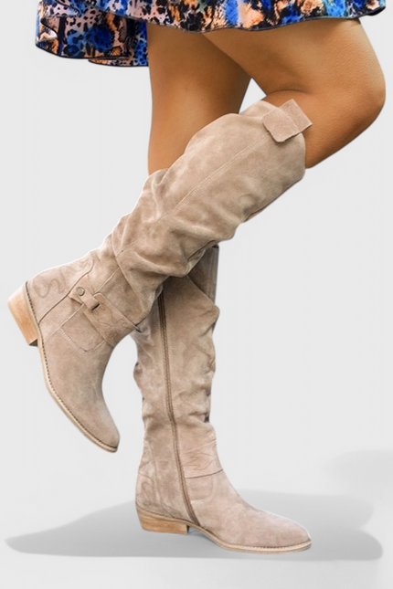 Celine Retro-Inspired High Boots Apricot Boots