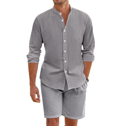 Men’s Beach Shirt & Drawstring Short Set Dark Gray Shirts