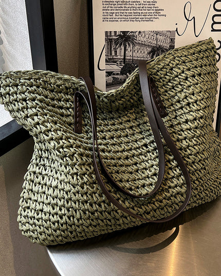 Women's Summer Woven Shoulder Bag Green Shoulder Bags