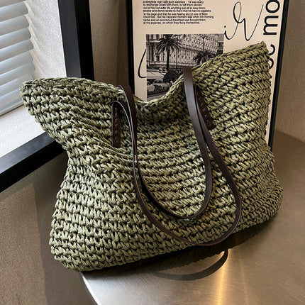 Women's Summer Woven Shoulder Bag Green Shoulder Bags
