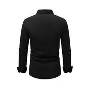 Men's Summer Solid Color Long Sleeve Lapel Shirt Shirt