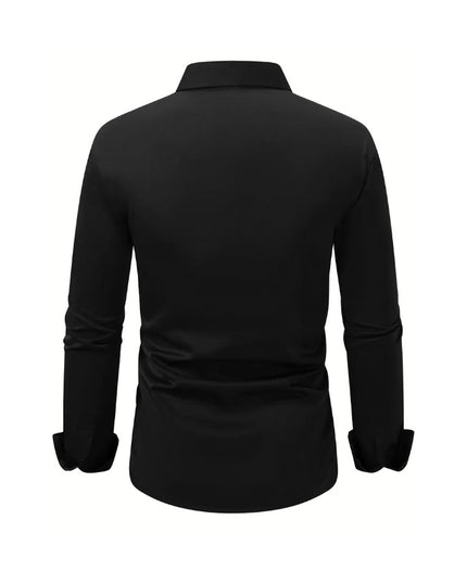 Men's Summer Solid Color Long Sleeve Lapel Shirt Shirt