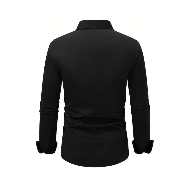 Men's Summer Solid Color Long Sleeve Lapel Shirt Shirt