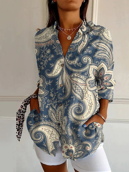 Women’s Floral Stand‑Collar Shirt YJ4967MC Shirts