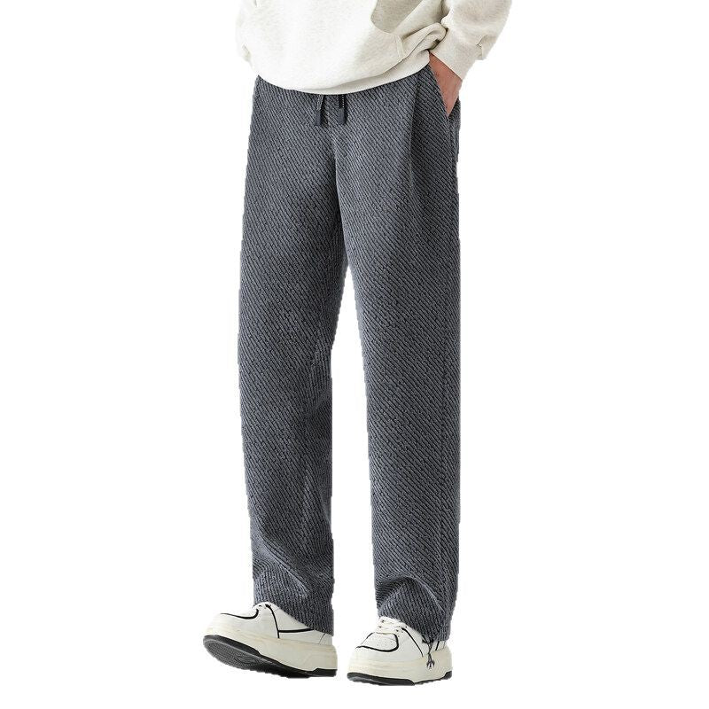 Men's Chenille Silver Stripe Wide-Leg Lounge Pants Trousers