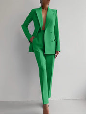 Luxury Women's Two Piece Suit Blazer Green Blazer