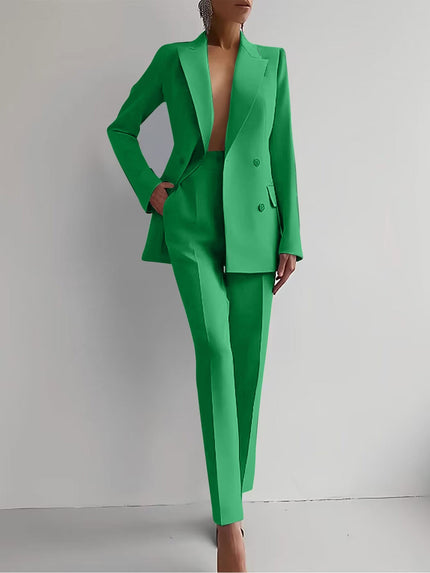 Luxury Women's Two Piece Suit Blazer Green Blazer