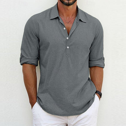 Classic Linen Polo Shirt Grey Shirts