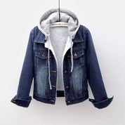 Plaza Sherpa-Lined Denim Jacket – Cozy & Stylish Dark Blue Women Jacket