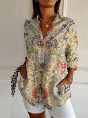 Women’s Floral Stand‑Collar Shirt YJ4965MC Shirts