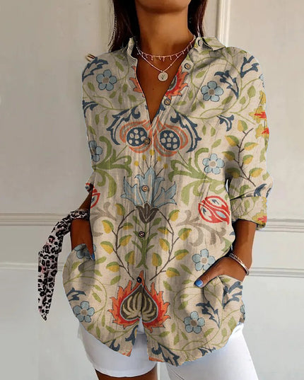 Women’s Floral Stand‑Collar Shirt YJ4965MC Shirts