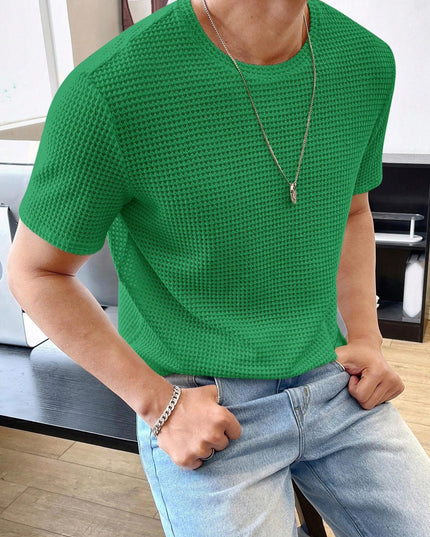 Men's Casual Loose Solid Color Short Sleeve T-Shirt Green T-Shirts