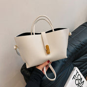 Women's Litchi Pattern Shoulder Bucket Bag Bag