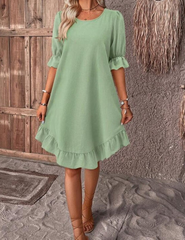 Lily | Summer dress with ruffles Light Green Dresses