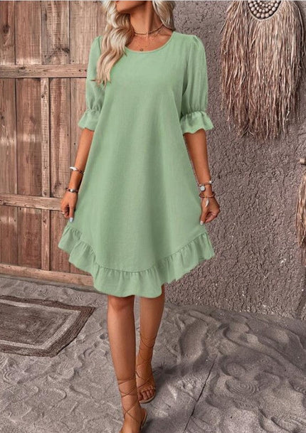 Lily | Summer dress with ruffles Light Green Dresses