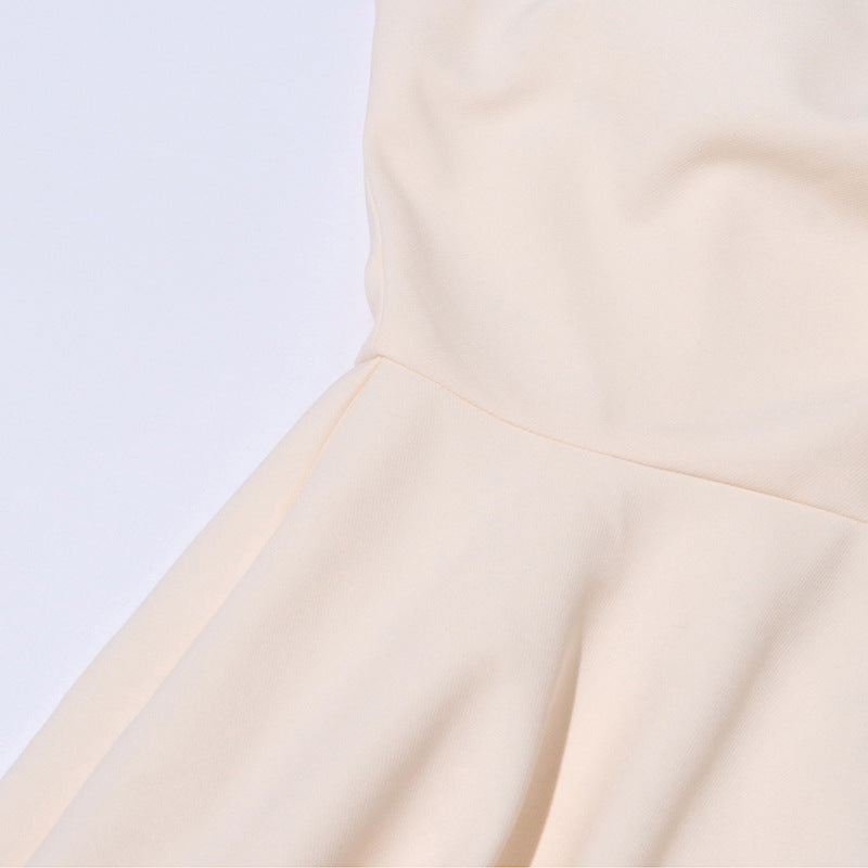 Daphne™ | White Oblique Shoulder Sling Pleated Dress Dresses