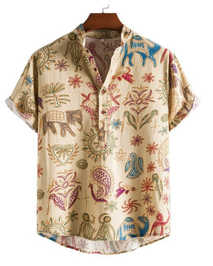 Men's Plus Size 3D Digital Print Short Sleeve Shirt 2style Shirt
