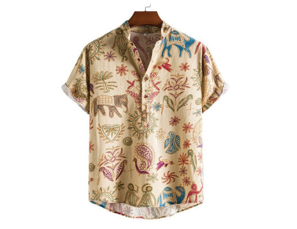 Men's Plus Size 3D Digital Print Short Sleeve Shirt 2style Shirt