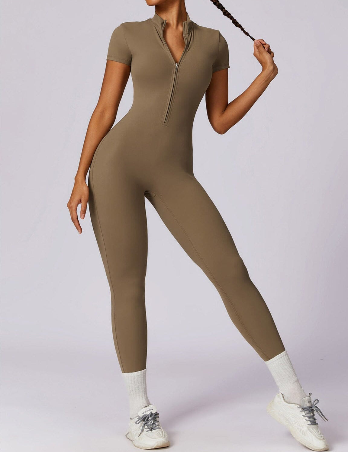 Women's Sportswear Gym Jumpsuit Camel Brown Jumpsuit