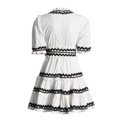 Sydney™ | V-Neck Striped Patchwork Flare Short Dress Dresses