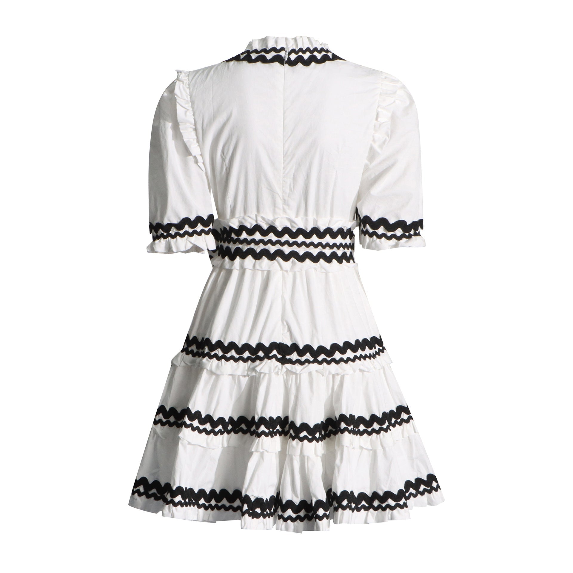 Sydney™ | V-Neck Striped Patchwork Flare Short Dress Dresses