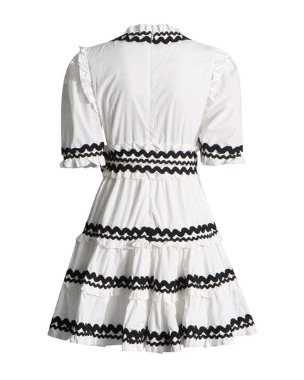 Sydney™ | V-Neck Striped Patchwork Flare Short Dress Dresses