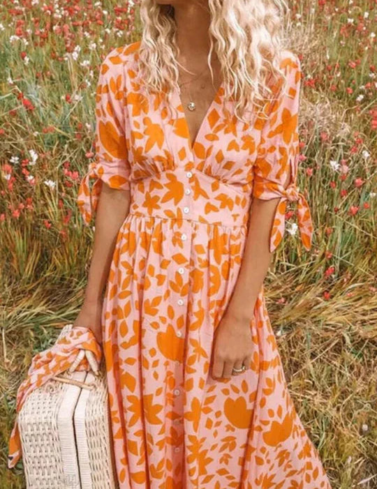 Alice Leroy Elegant Midi Dress Orange Dresses